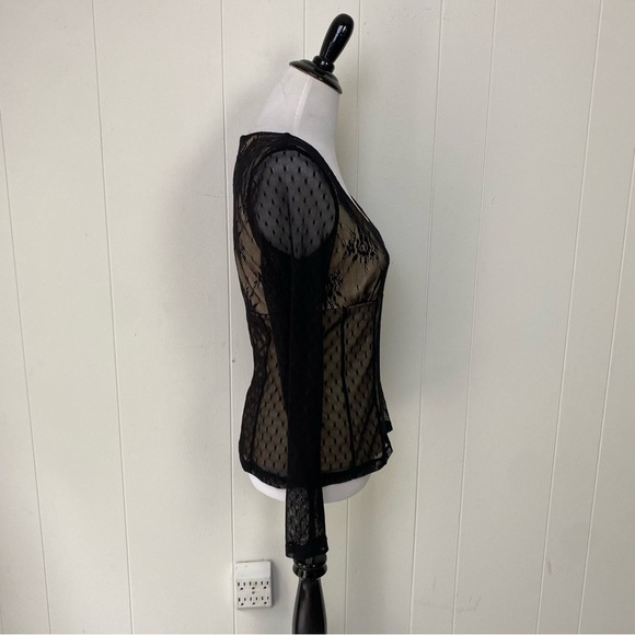 VTG NY&CO Sz M Babydoll Top Romantic Fairy Grunge Whimsygoth Lace Sheer Mesh - Picture 5 of 11